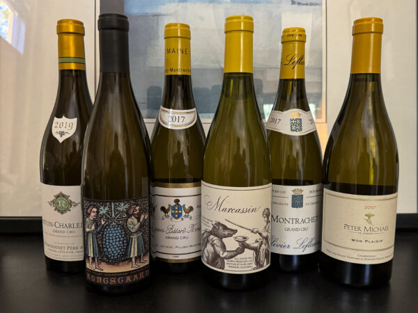 Variety of white wines, six bottles total